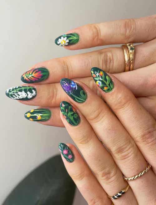 forest green nails designs