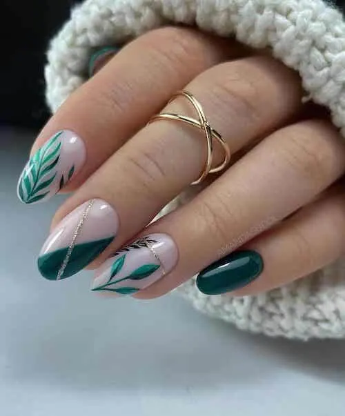 forest green nails designs