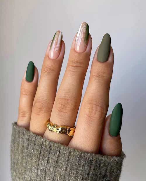 forest green nails designs