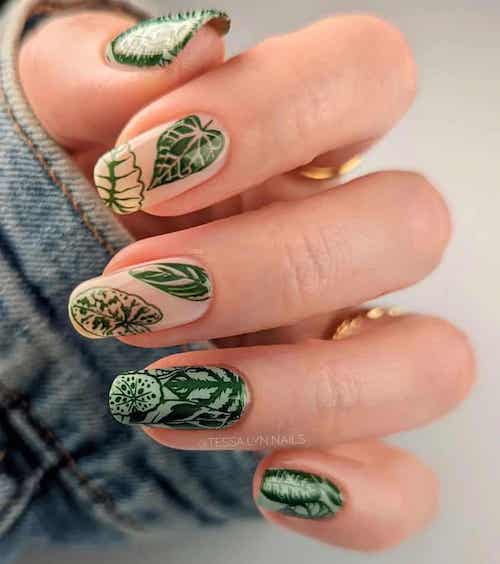 forest green nails designs