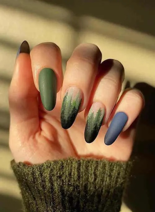 forest green nails designs