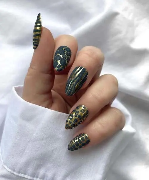 forest green nails designs