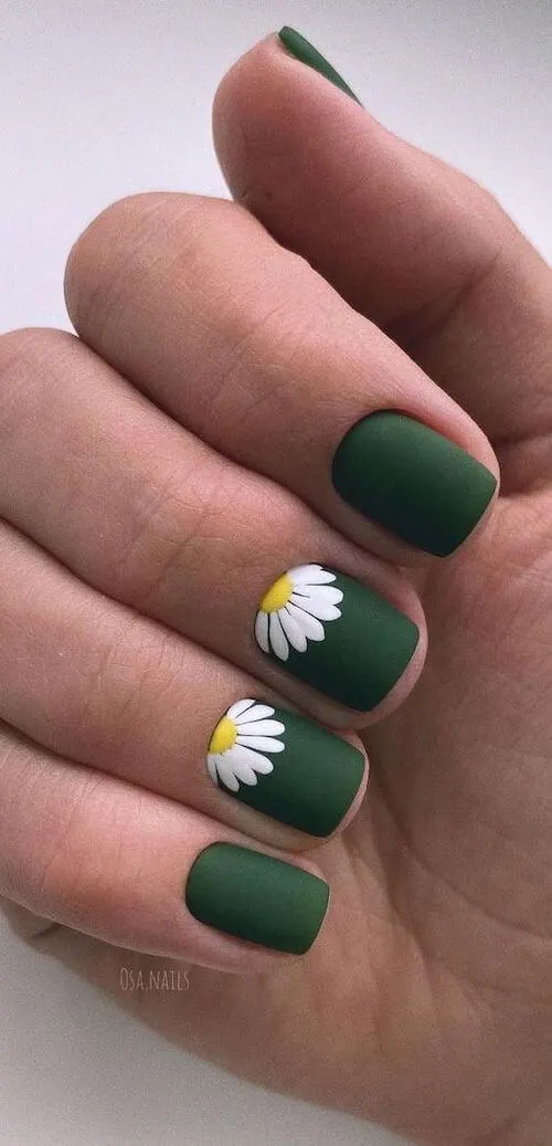 forest green nails designs