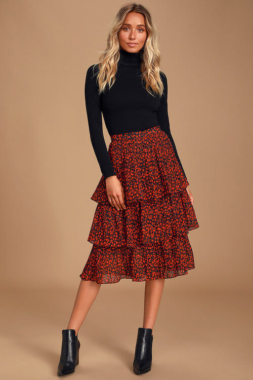 formal winter skirt outfits