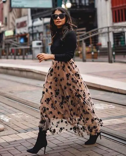 formal winter skirt outfits