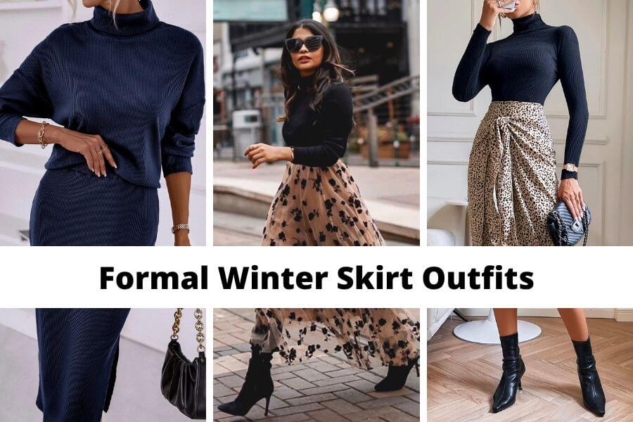 formal winter skirt outfits
