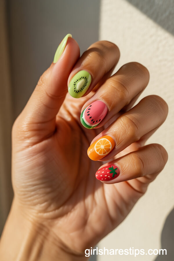 Fruit Salad Nails: Colorful Mixed Fruit Designs