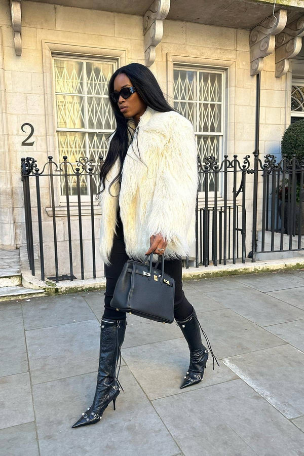 fur jacket outfit