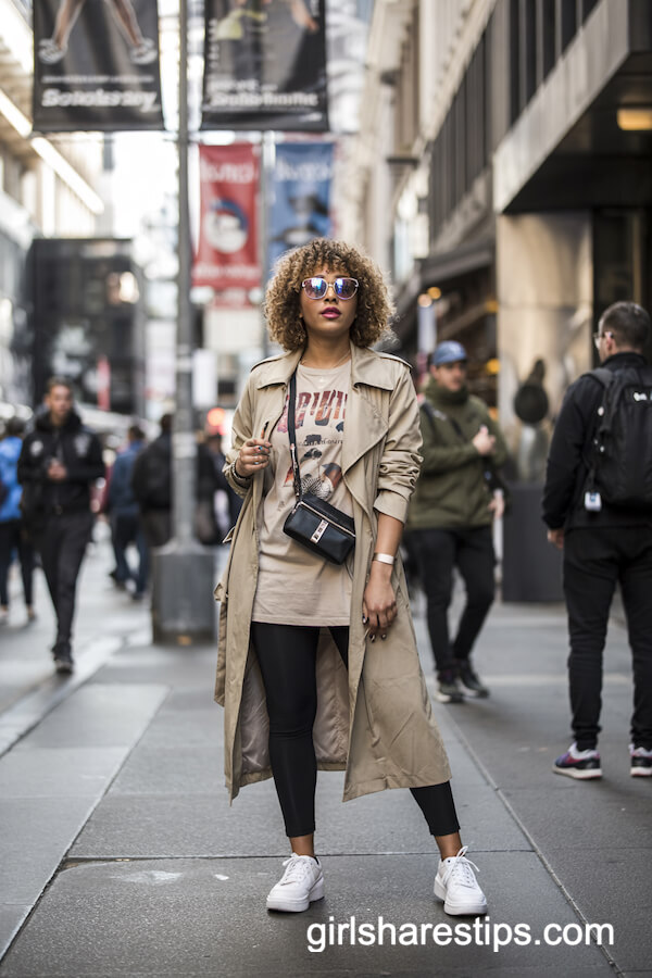 Trench Coat Over Graphic Tee Outfit
