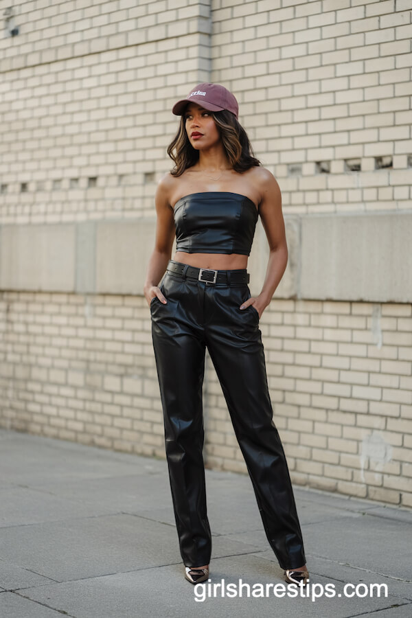 Leather-Look Tube Top and Pants