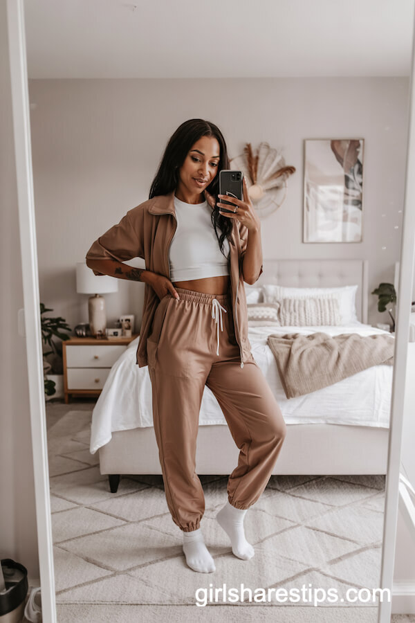 Sporty Joggers and Crop Top Lounge Set