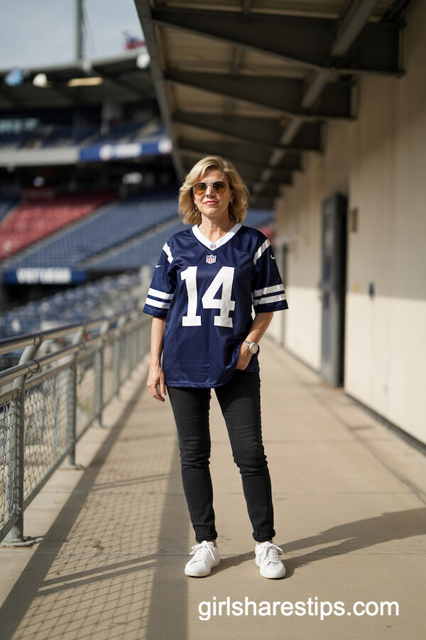 Jersey and Skinny Jeans with Sneakers
