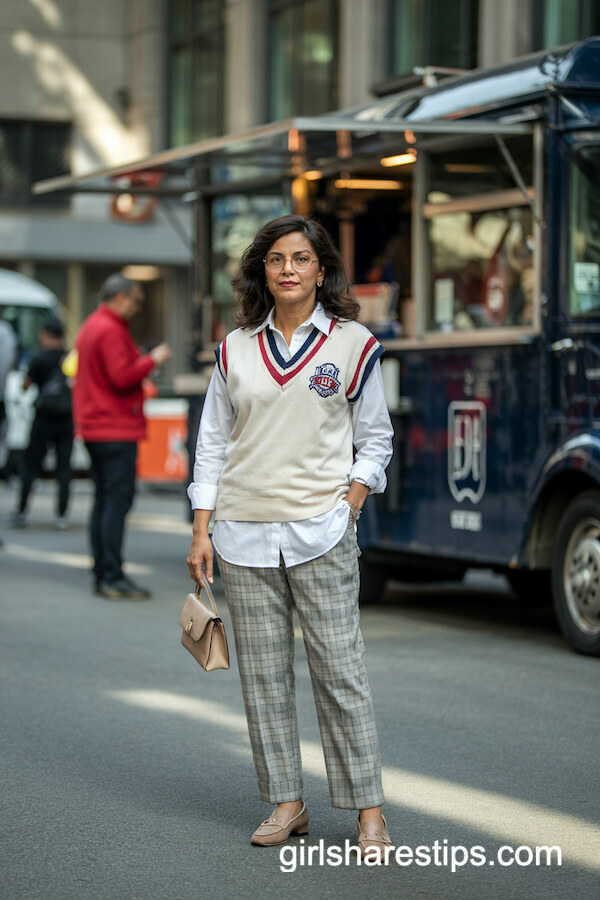 Sweater Vest and Plaid Trousers