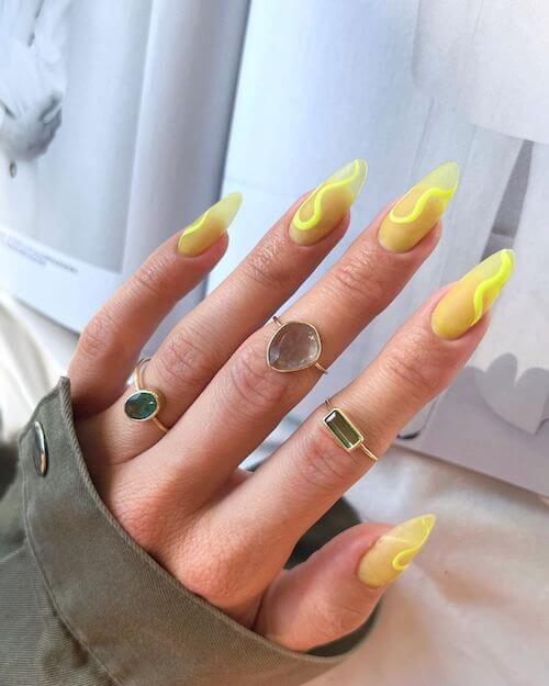 Beautiful Neon Yellow Nail Ideas For Birthday