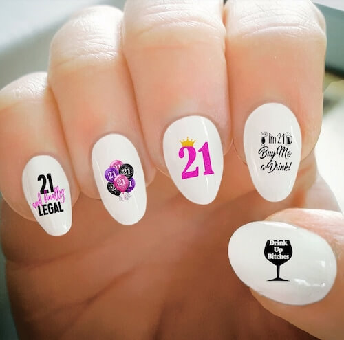 21st Birthday Nails