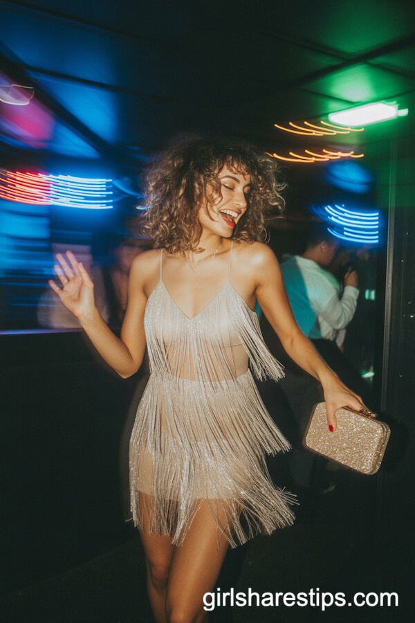 Silver Fringe Party Dress for Dancing in the Club