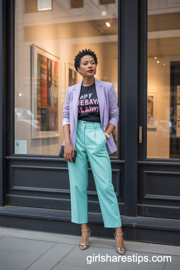 Colorful Power Suit with Graphic Tee