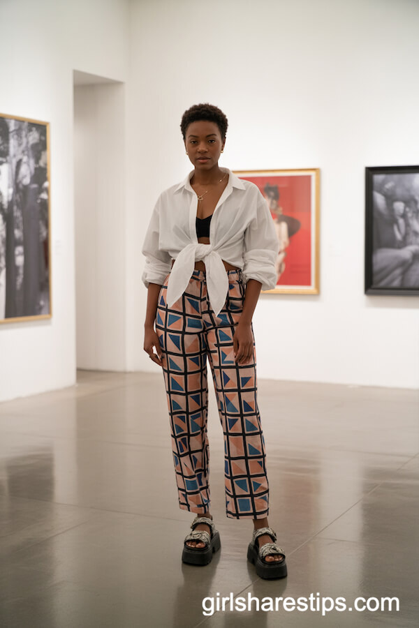 Geometric Patterned Pants with Oversized Shirt
