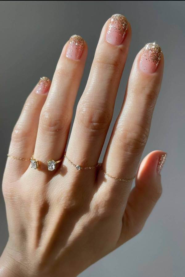 Gold Glitter Ombre Christmas Nails