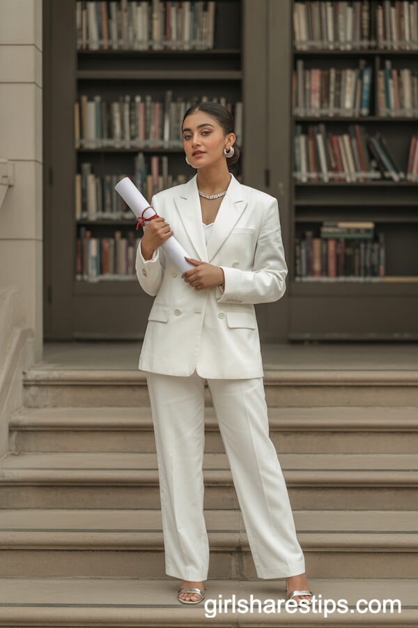 Crisp White Tailored Suit for a Powerful Look