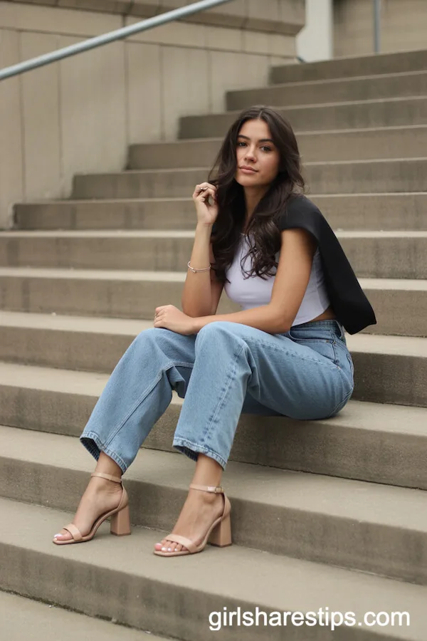Blue Jeans, White Top, and Graduation Stole Combo