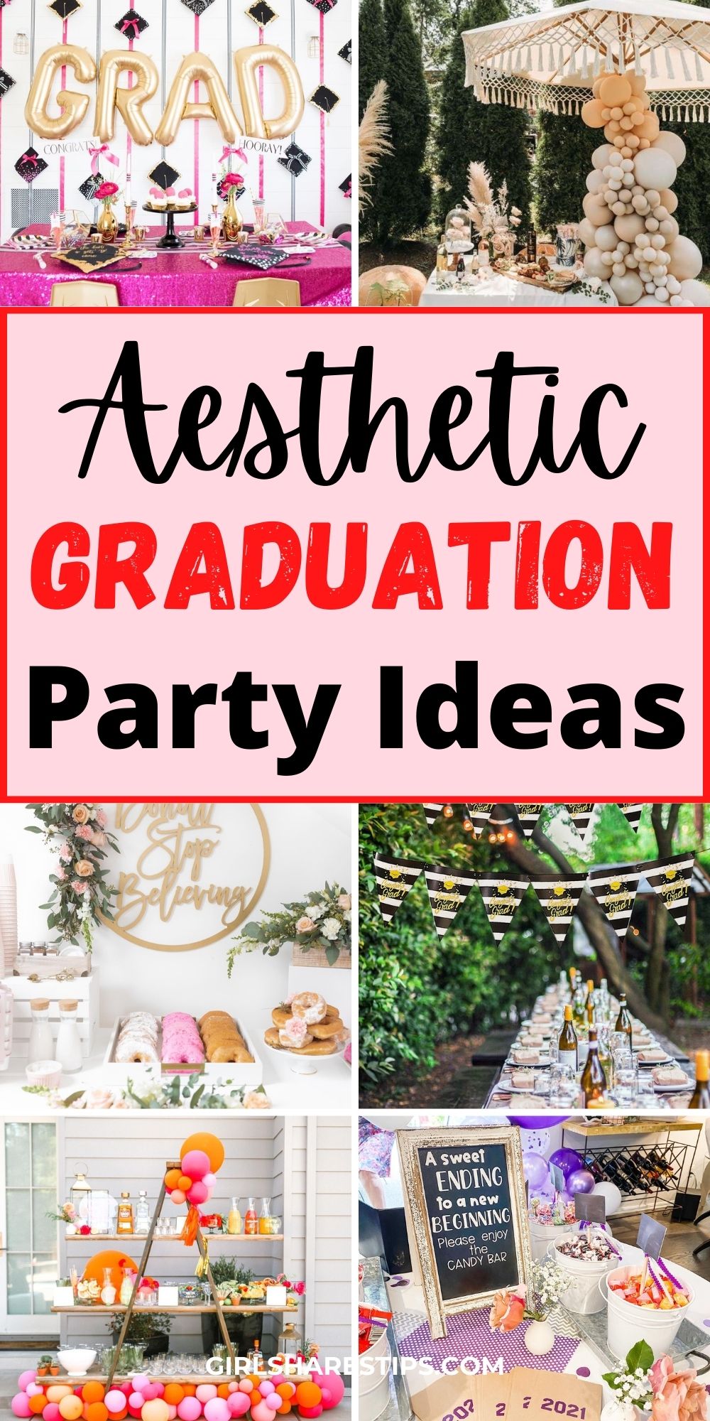 cute aesthetic graduation party ideas collage