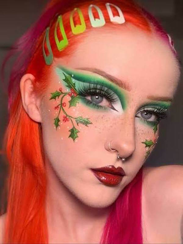Holly Inspired Green Christmas Makeup