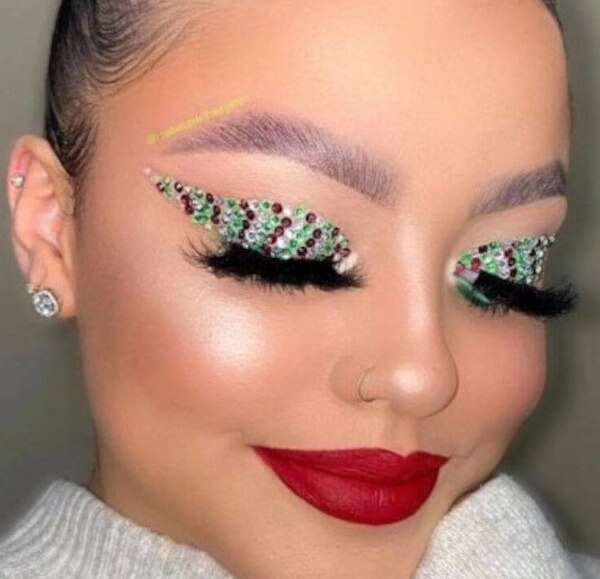 Rhinestone Styled Green Christmas Eyes