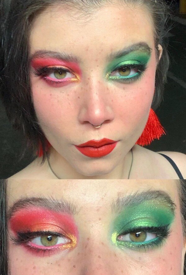 Dual Tone Green And Red Christmas Eyeshadow