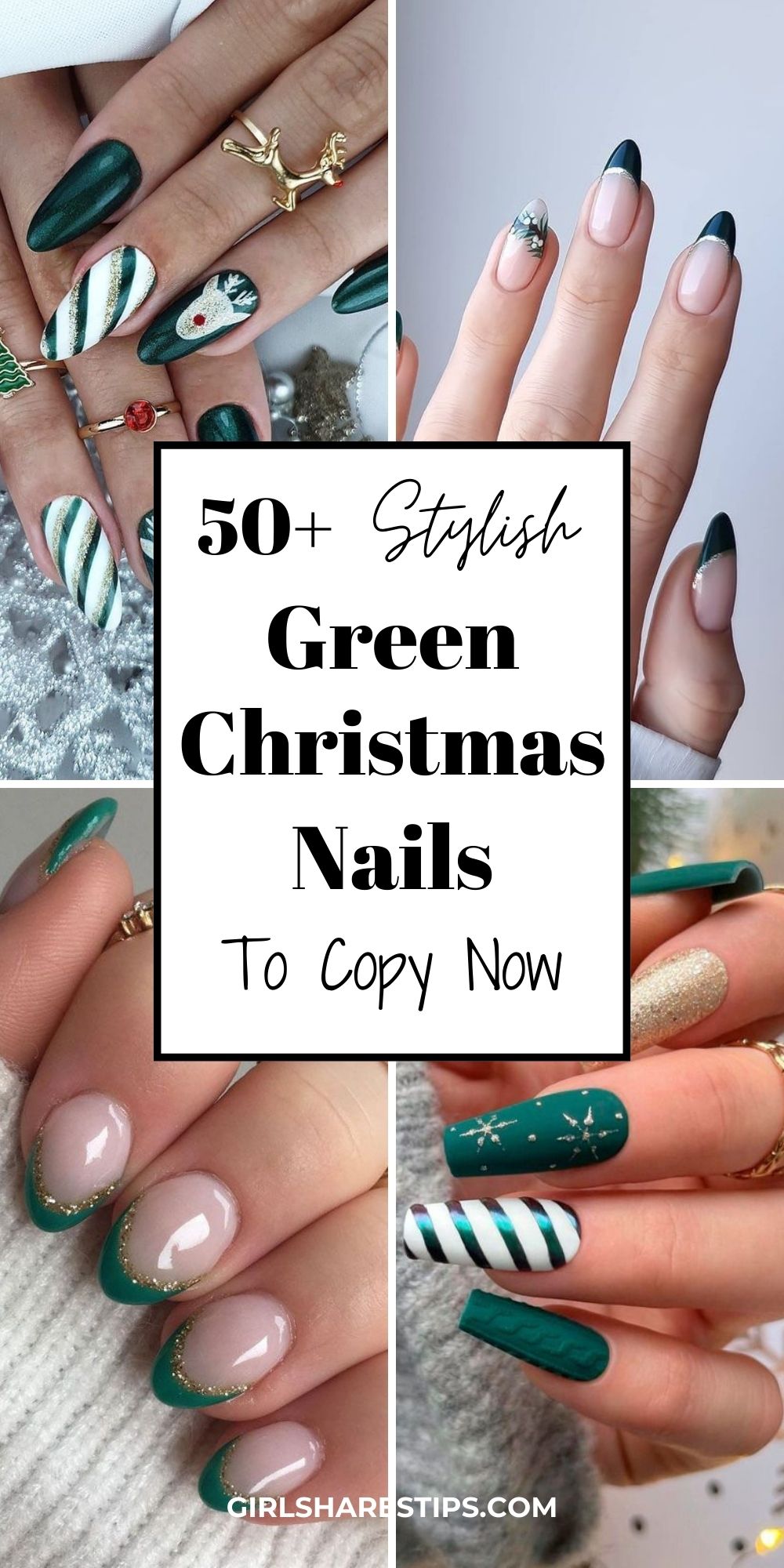 stylish green Christmas nails