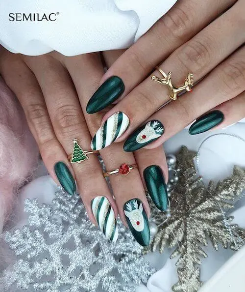 green Christmas nail ideas