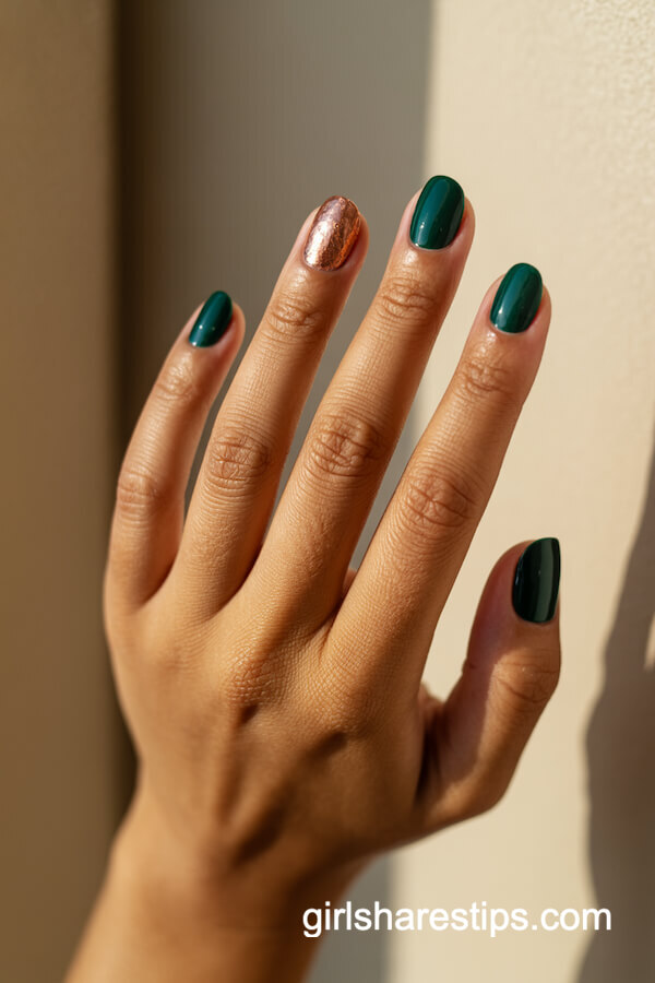Deep green and copper foil alternation
