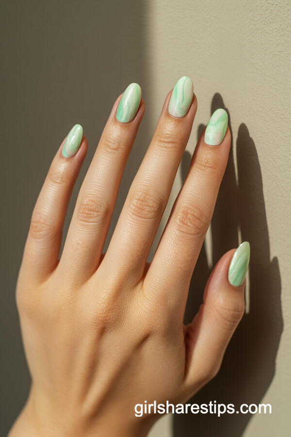 Pastel green marble art