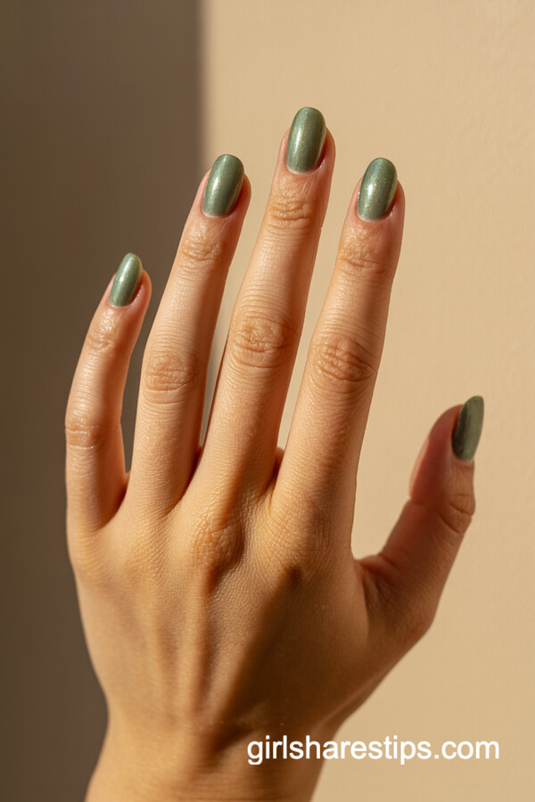 Shimmery green-gray polish