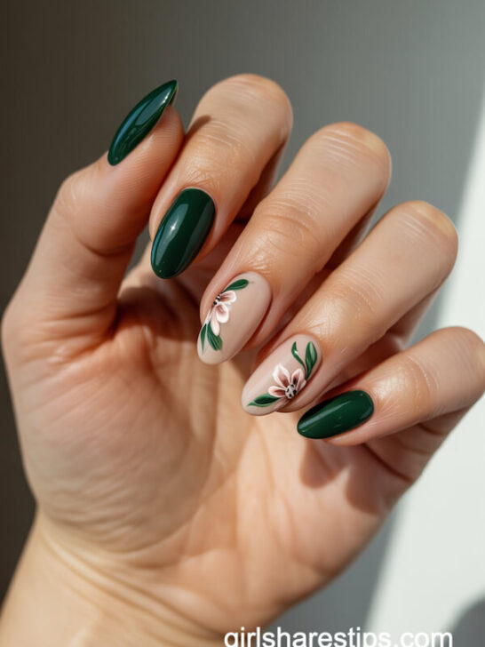 21 Stunning Green Fall Nails to Elevate Your Autumn Style