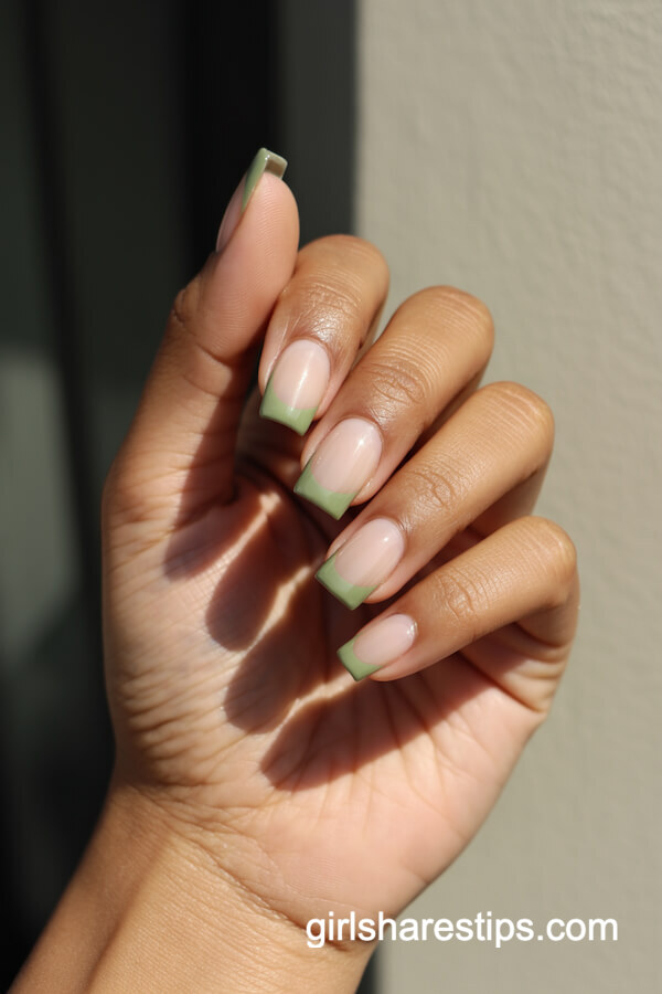 Sage green French tips