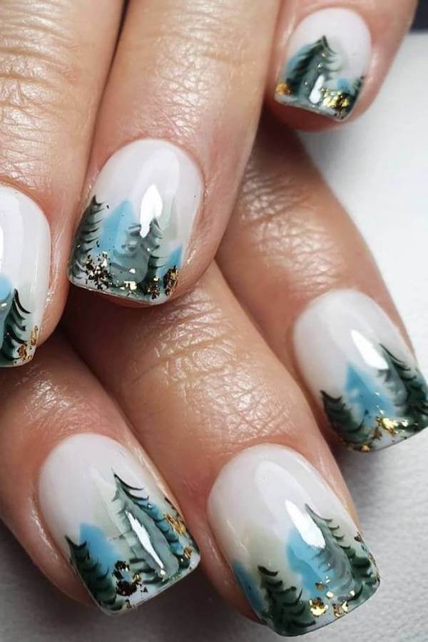 Evergreen Forest Winter Nails