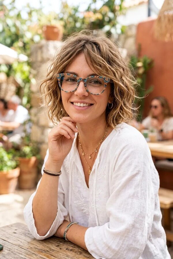 Tousled Textured Bob with Loose Curls