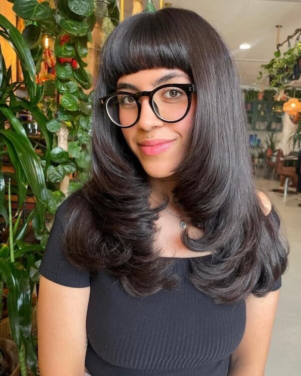 Voluminous Layers with Blunt Bangs