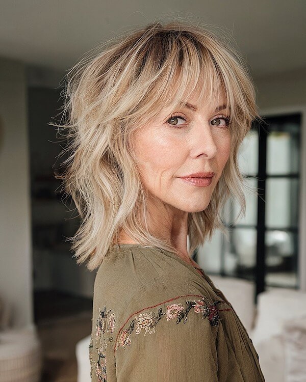 Textured Blonde Lob with Layers