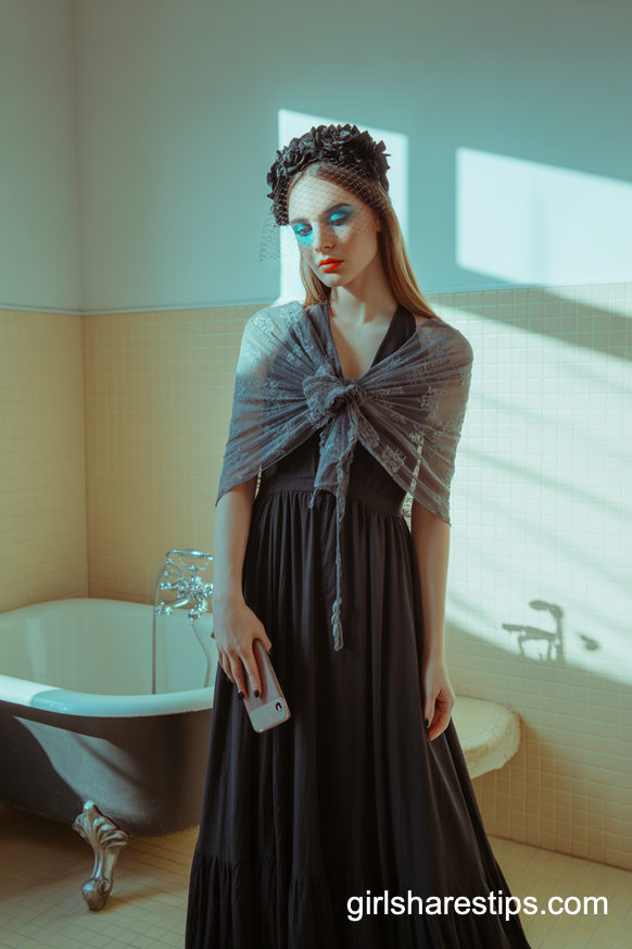 Gothic Bride Black Maxi Dress Halloween Look