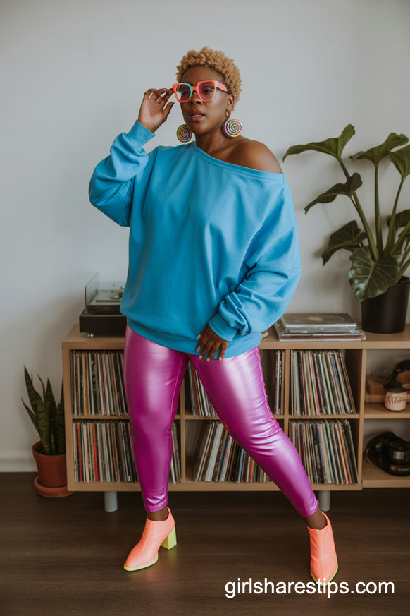 Retro Eighties Dance Party Costume with Bright Glasses