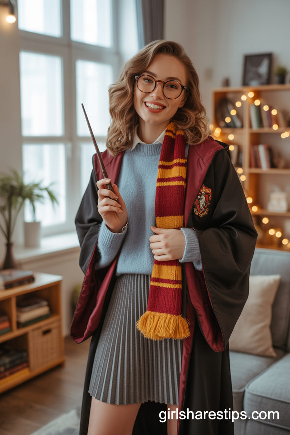 Hogwarts Student Costume with Round Tortoiseshell Glasses