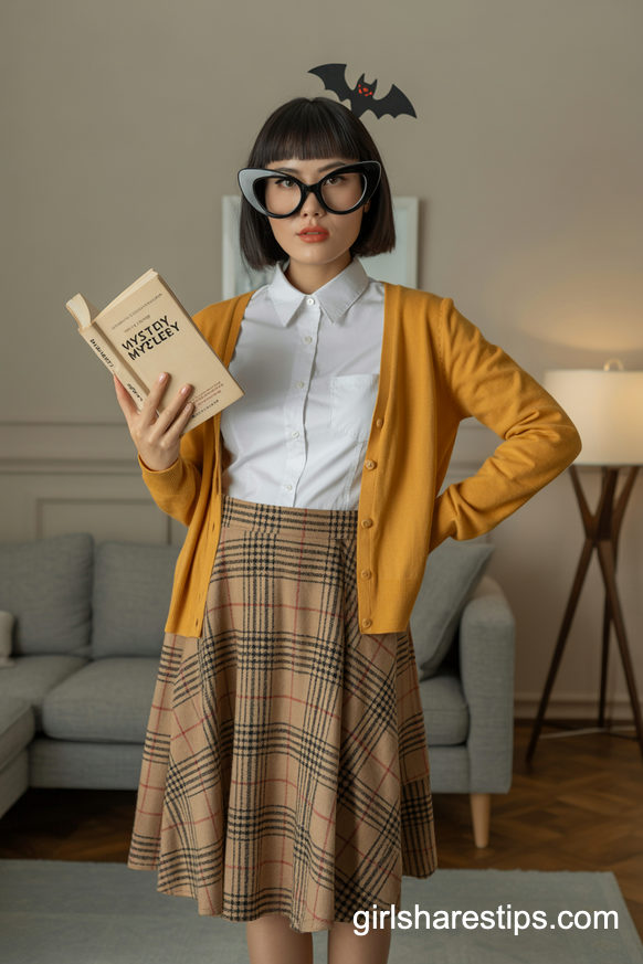 Retro Mystery Bookworm Costume with Cat-Eye Glasses