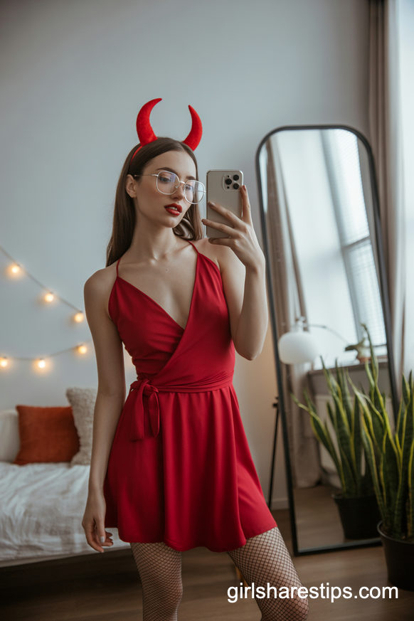 Red Devil Dress and Glasses Costume