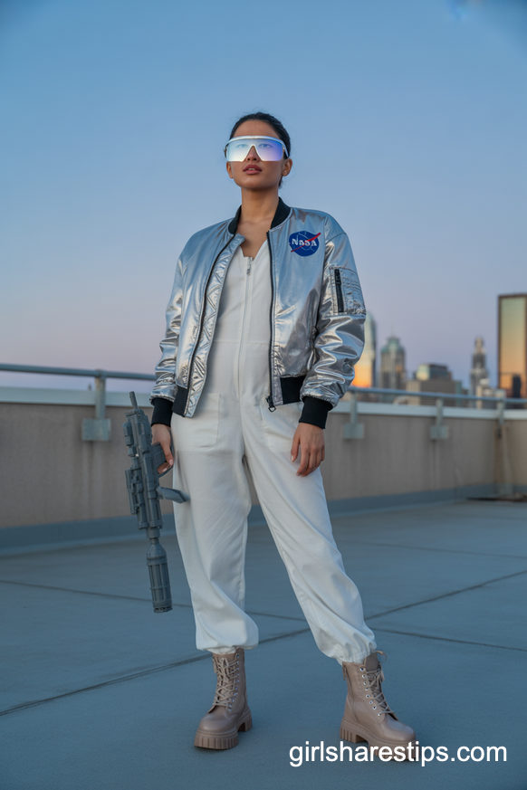 Futuristic Space Explorer Costume with Sporty Glasses