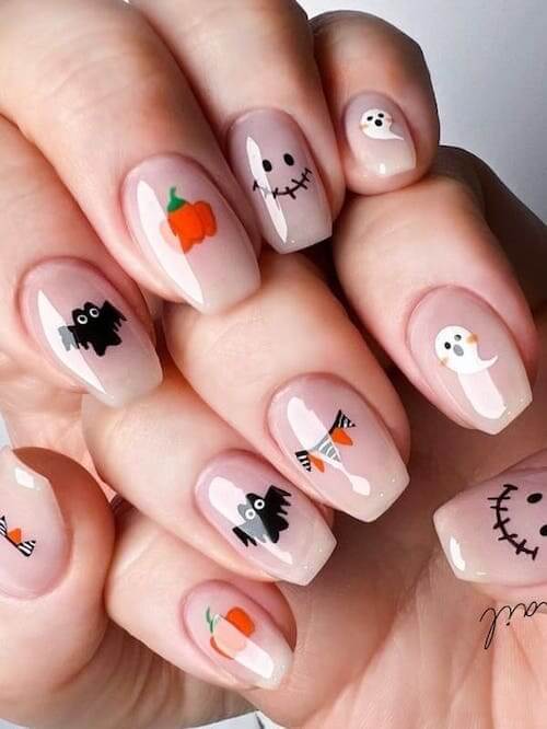 Halloween nail designs short nails