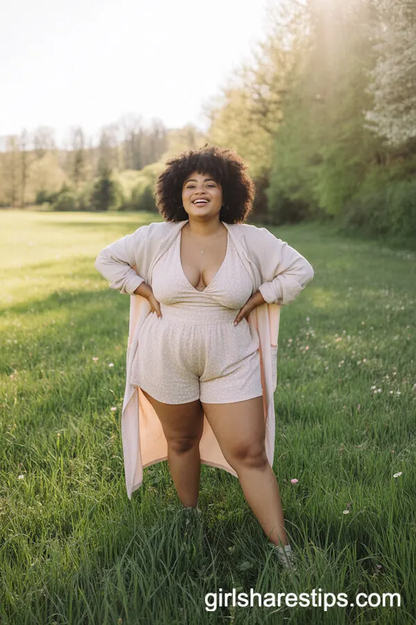 Pastel Romper with Cardigan in a Wildflower Field