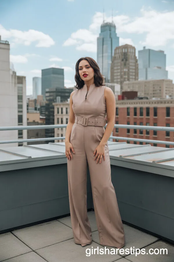 Sleeveless Jumpsuit with Wide Belt for Rooftop Evenings