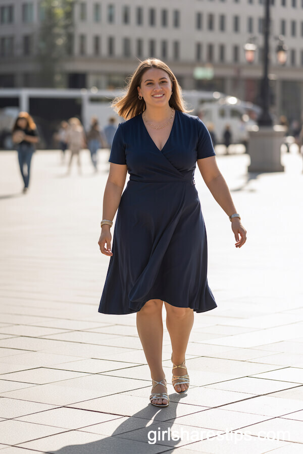 Navy Wrap Dress for Effortless Professional Flair